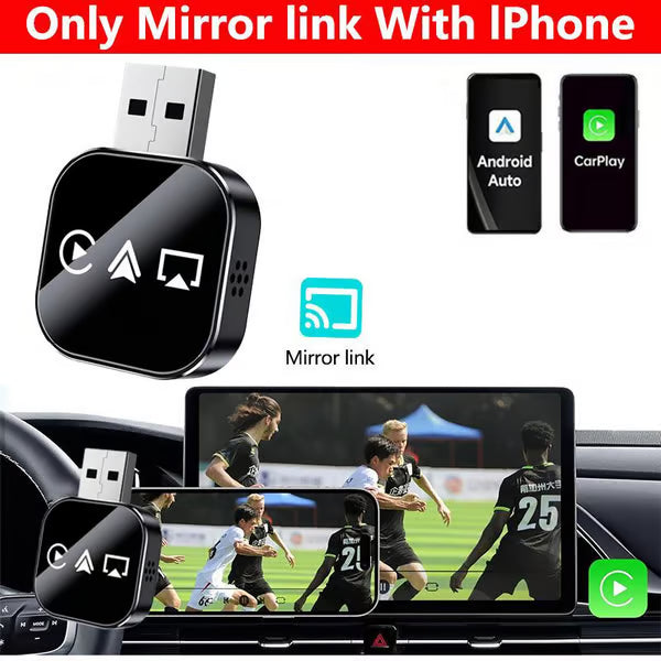 Upgrade 3 in 1 Screen Mirror iOS Phone, wired to wireless Car play adapter